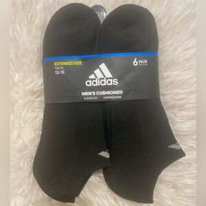 NWT ADIDAS Men’s Cushioned Compression No Show Socks 6-Pair Extended Size 12-15